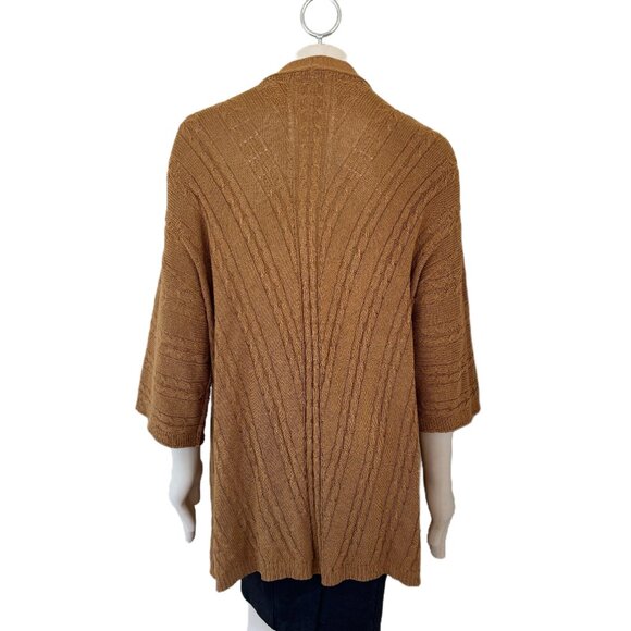 J.JILL Open Front Cable Knit Kimono Cardigan in Butterscotch Brown SZ XL - Picture 7 of 12